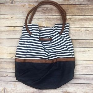 American Eagle Navy & White Striped Boho Handbag